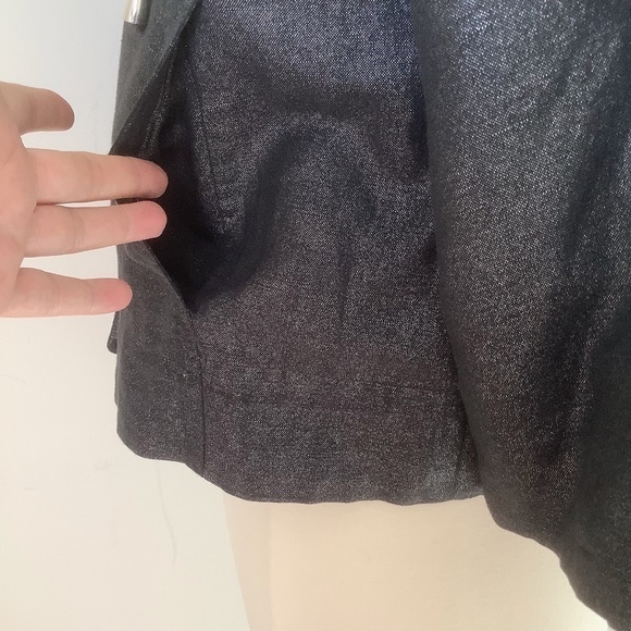 $198 Sandro  Linen Blend Metallic Cropped Swing Moto Jacket M - Picture 6 of 16